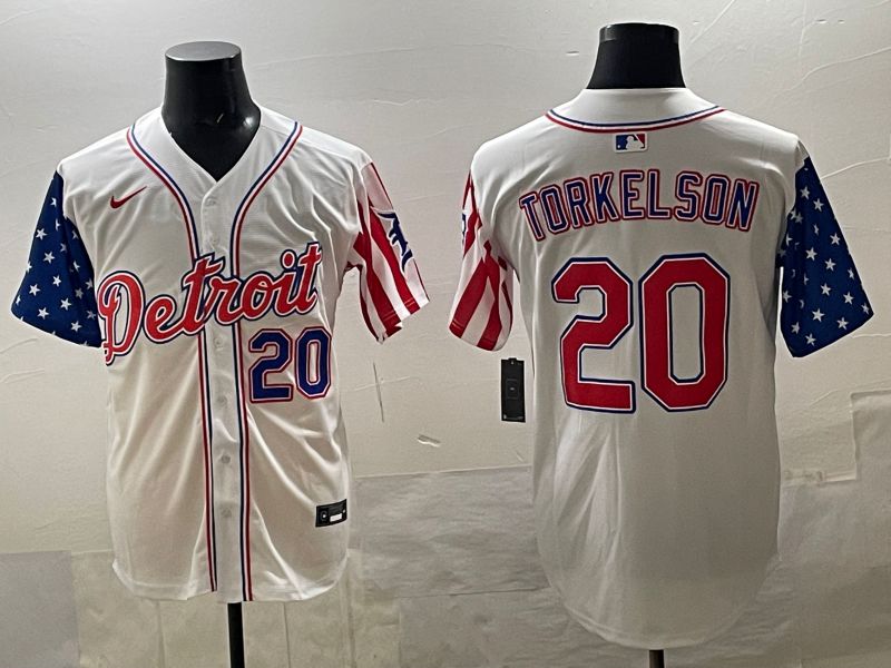 Men Detroit Tigers #20 Torkelson White National Flags 2025 Nike MLB Jersey style 04->detroit tigers->MLB Jersey